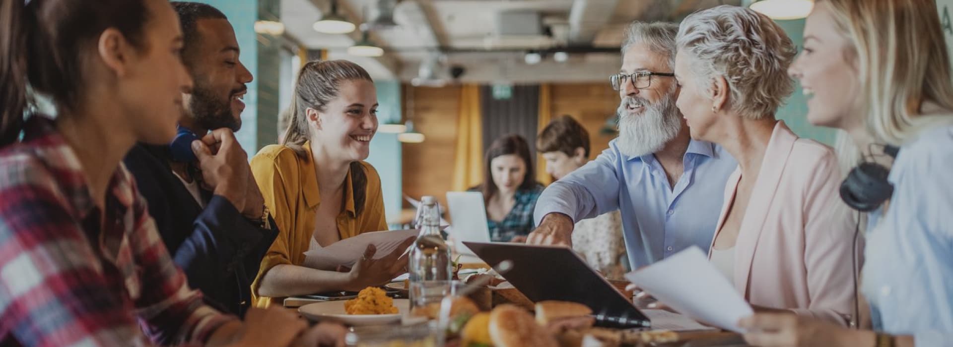 people sitting at restaurant table