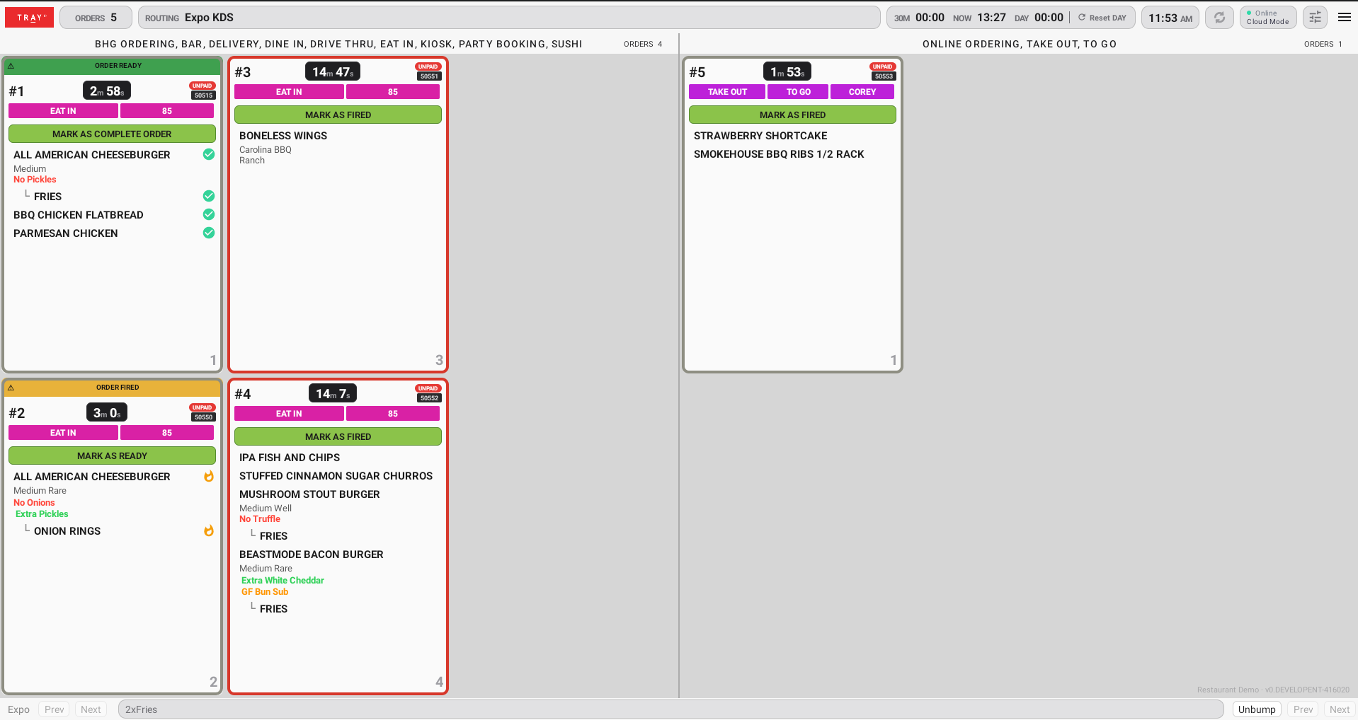 TRAY KDS routing and kitchen workflow view